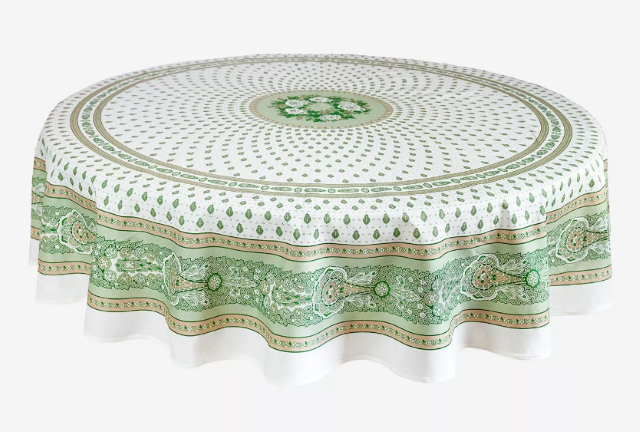 Round Tablecloth coated or cotton Marat d'Avignon Bastide Green
